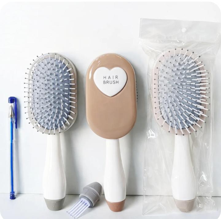 Self-Cleaning Hair Brush Set – Anti-Static Paddle Brush with Cleaning Tool