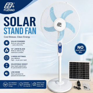 FUZHAO Solar Stand Fan - 16 Inch Solar Powered Stand Fan