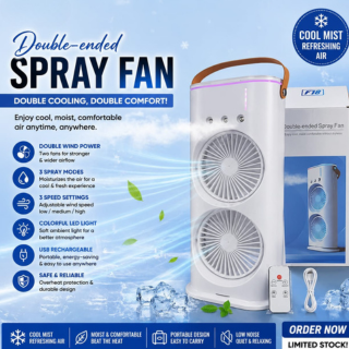 Double-ended Spray Fan – Cool Mist Refreshing Air