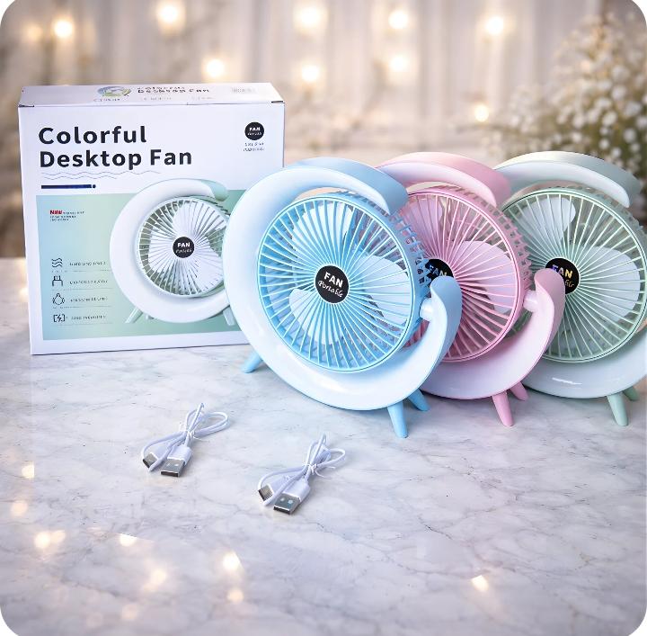 Colorful Desktop Fan – USB Powered Portable Fan | مروحة مكتبية ملونة تعمل باليوزبي