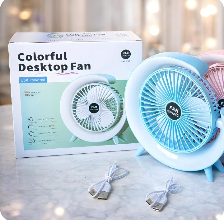 Colorful Desktop Fan – USB Powered Portable Fan | مروحة مكتبية ملونة تعمل باليوزبي