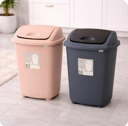 30L Swing Lid Trash Can with Odor Control – Pink & Grey | سلة مهملات 30 لتر بغطاء متأرجح – وردي وأزرق رمادي