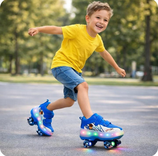 LED Roller Shoes for Kids – 2-in-1 Walking & Skating Shoes with Light Up Wheels