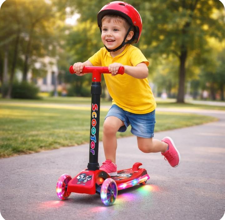 Kids LED Scooter – 3-Wheel Foldable Light Up Scooter for Boys & Girls with Flashing Wheels