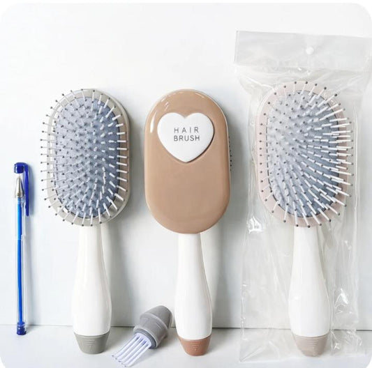 Self-Cleaning Hair Brush Set – Anti-Static Paddle Brush with Cleaning Tool