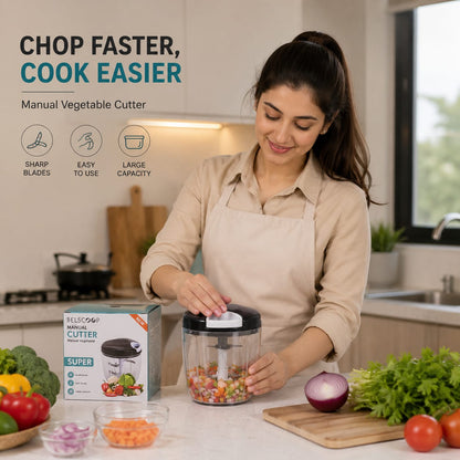 Manual Vegetable Cutter – 1000ml Pull Chopper with Sharp Blades