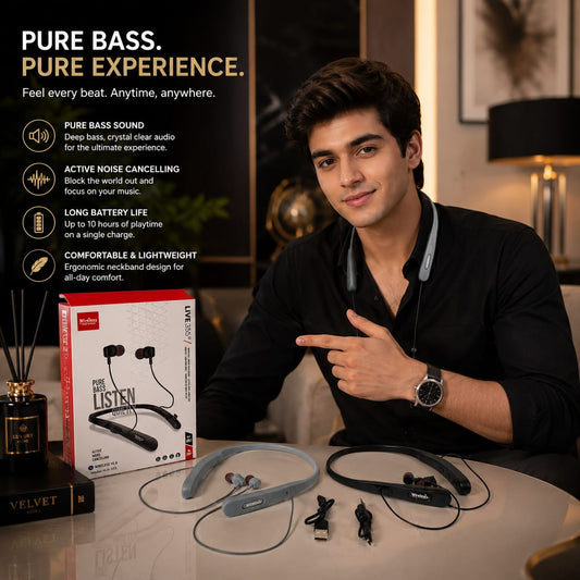 Wireless Neckband Earphones HJX-355 – Pure Bass & ANC | سماعة رقبة لاسلكية بصوت نقي