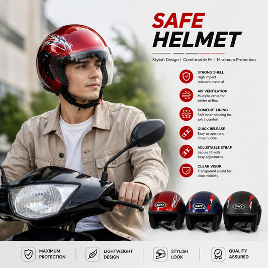 Safe Motorcycle Helmet – Stylish, Lightweight & Maximum Protection | خوذة دراجة نارية آمنة