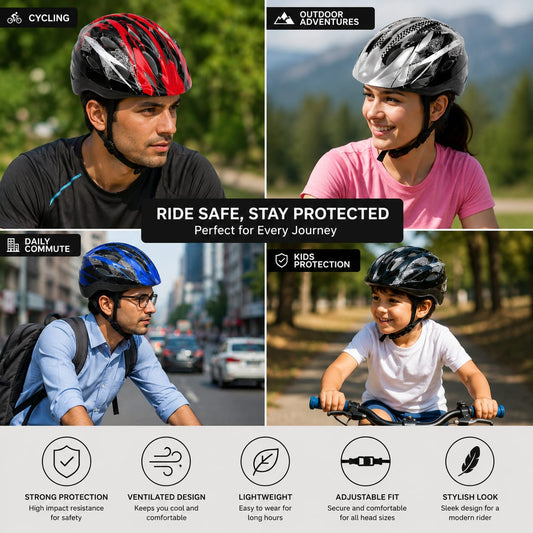 Cycling Safety Helmet – Lightweight Ventilated Bike Helmet | خوذة دراجة آمنة خفيفة مع تهوية متعددة