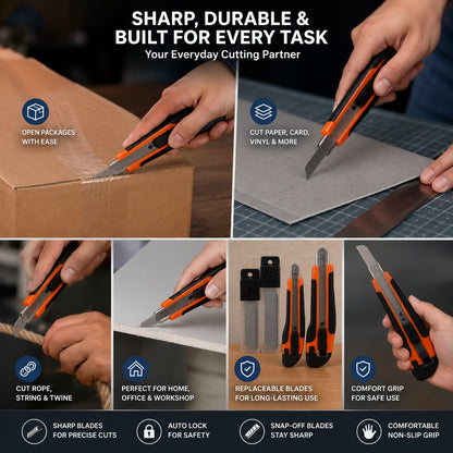 Professional Utility Knife Set – 2 Cutters + Extra Blades | طقم سكاكين احترافية مع شفرات إضافية