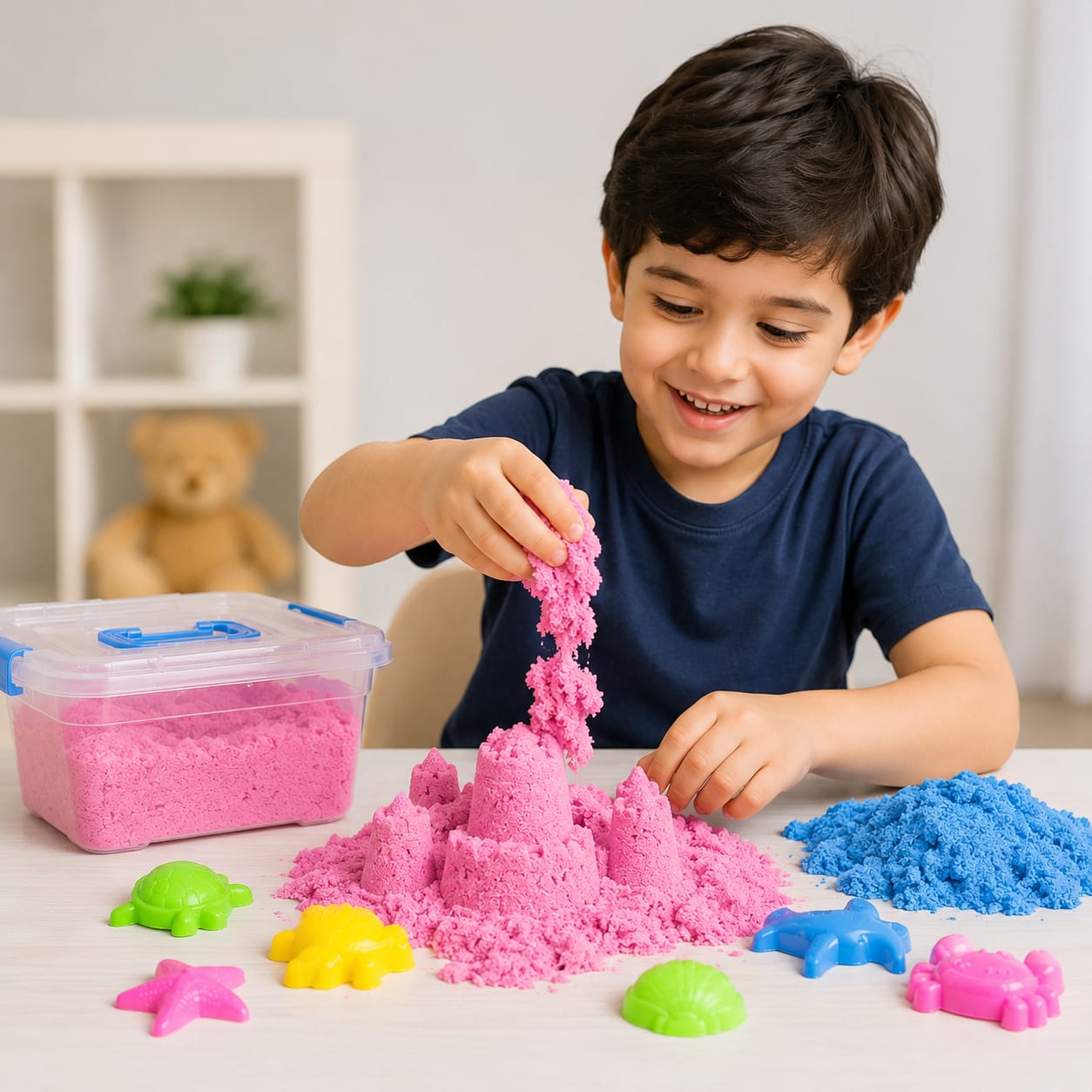Kinetic Magic Sand with Animal Molds | رمل سحري كينيتيك مع قوالب حيوانات للأطفال