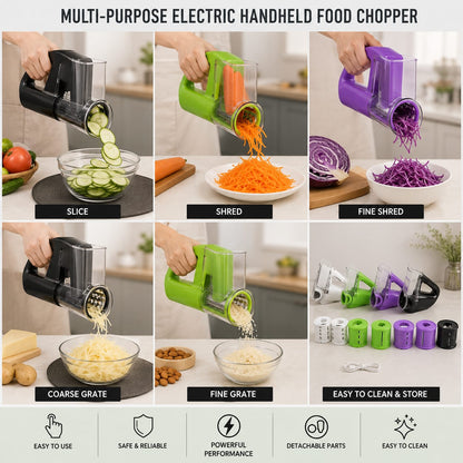 Electric Vegetable Slicer & Grater | قطاعة خضروات كهربائية متعددة الاستخدامات