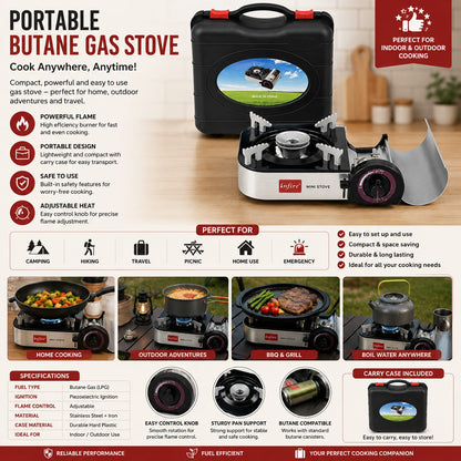 Infire Portable Butane Gas Mini Stove with Carry Case