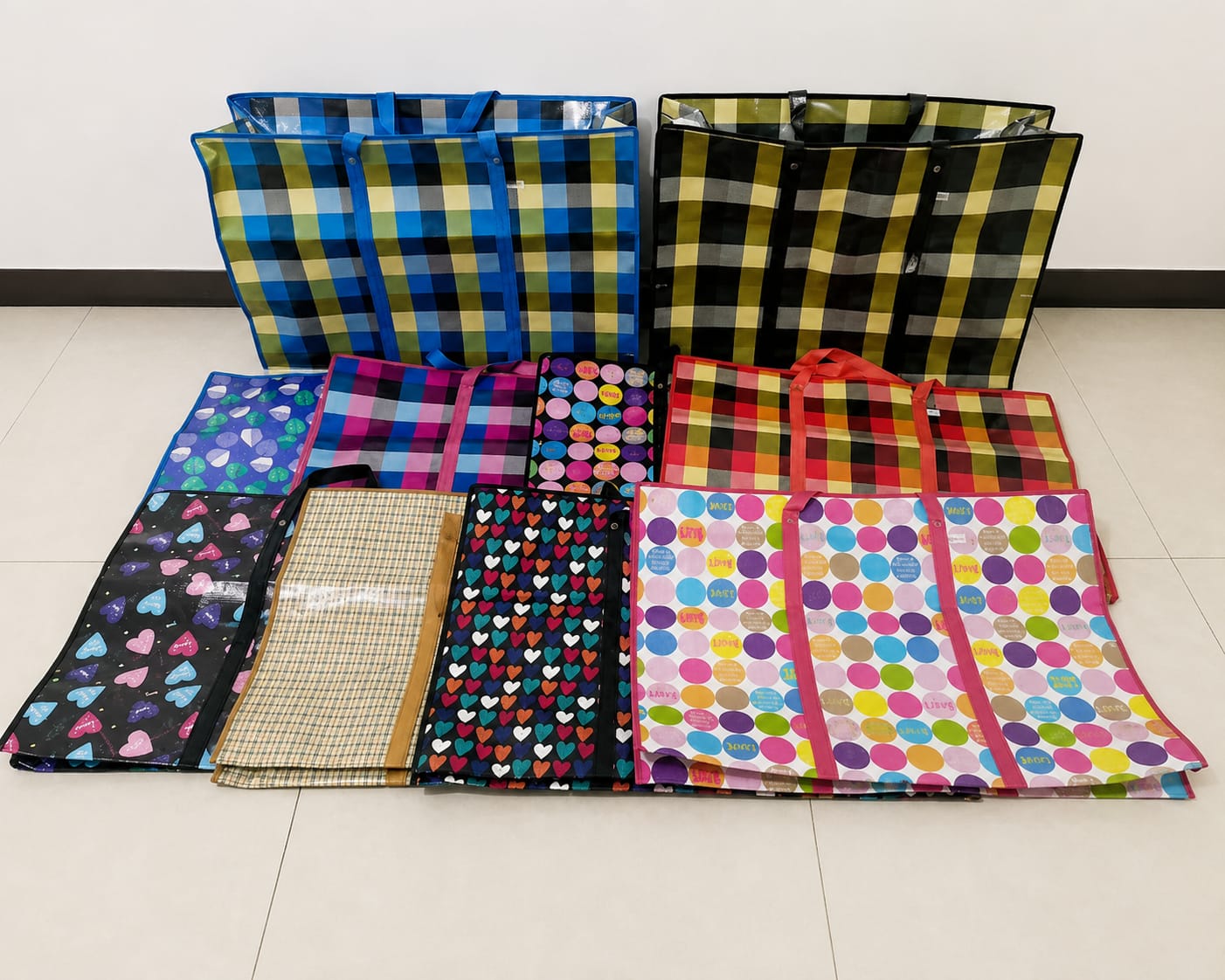 Colorful Reusable Shopping Bags | Large Woven Tote Bags Set