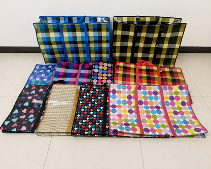 Colorful Reusable Shopping Bags | Large Woven Tote Bags Set