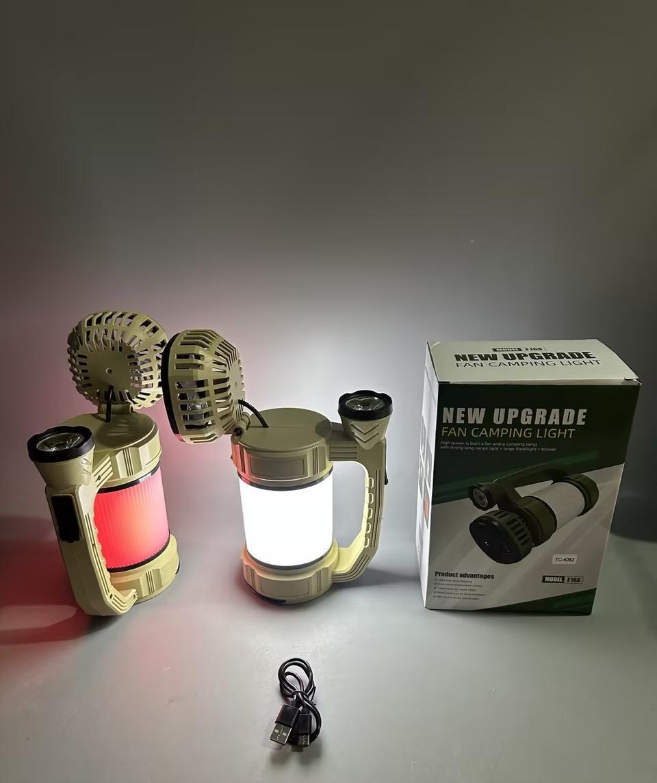 New Upgrade Fan Camping Light – 3-in-1 LED Lantern, Fan & Flashlight